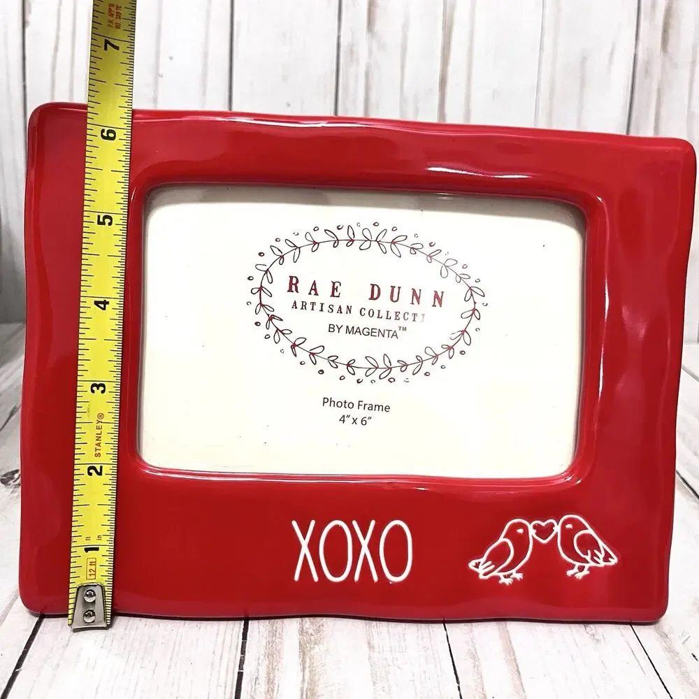 Rae Dunn Red “XOXO” Picture Frame 4”x6” Photo Valentine’s Ceramic Love Birds